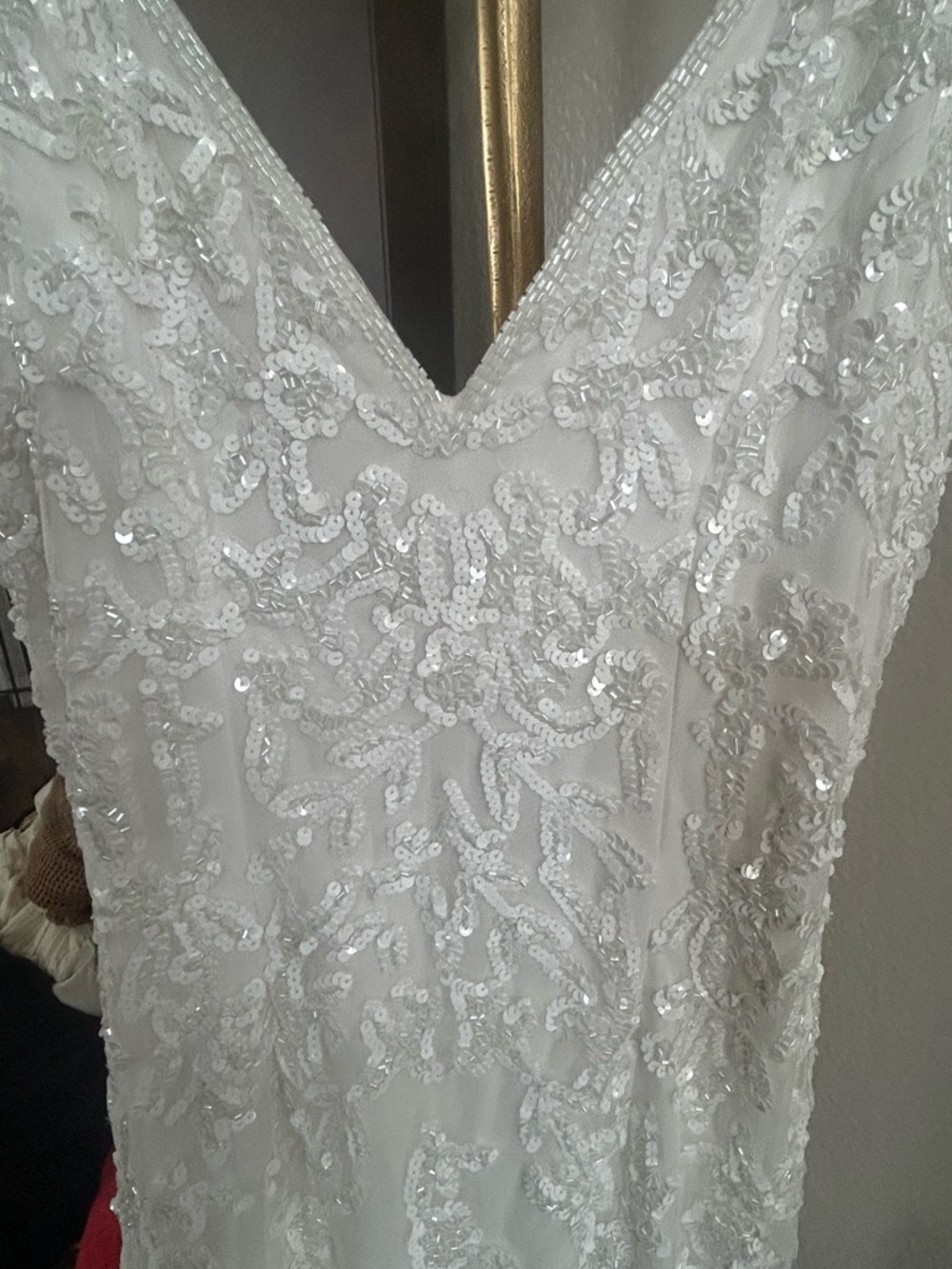 NWT Lulus Everlasting Passion White Sequin Beaded Backless Maxi Dress - Picture 9 of 12